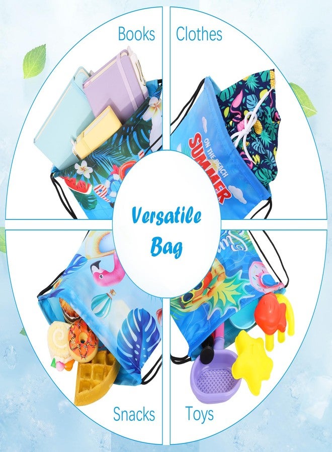 MIMIND 24 Pcs Summer Pool Drawstring Bags Beach Drawstring Backpack Party Favor Bags Goodie Backpack Bag for Hawaiian Party - Image 4